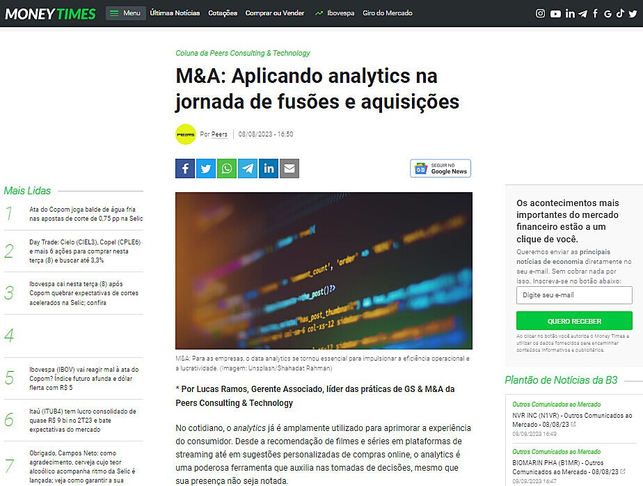 M&A: Aplicando analytics na jornada de fuses e aquisies